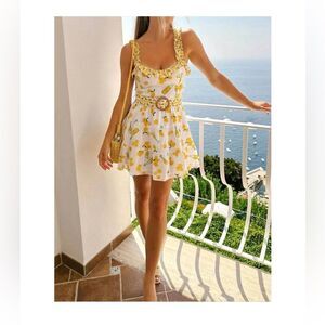 SHOW ME YOUR MUMU jolene lemon print mini sundress  size small